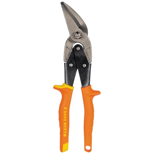 Klein Tools 2402S Straight-Cutting Offset Snips, Aviation Tin Snips with Forged Blade for Precision Sheet Metal Cutting - style: Straight-Cutting