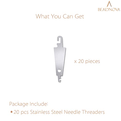 BEADNOVA Needle Threaders 20pcs Stainless Steel Sewing Needle Threader for Hand Sewing Large Eye Cross Stitch Embroidery Craft Knitting Quilting