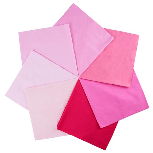 7PCS Solid Color Cotton Fabric Squares 20" x 20" Fat Quarter Fabric Bundles Craft Fabric for Patchwork Sewing Quilting Crafting DIY (Pink) - color: Pink