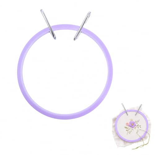 Homoyoyo 5.31 Inch Embroidery Hoop Plastic Stainless Steel Cross Stitch Ring with Adjustable Tension Non-Slip Needlework Frame for Sewing DIY Crafts Wall Decor Beginners