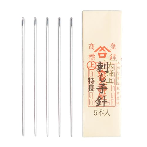 MISUYA CHUBE Sashiko Needles Set of 5, Japanese Embroidery Hand Sewing Needles, Large Eye, Durable Steel, Smooth Stitching, Made in Japan (2.62 Inches) - size: 2.62 Inches