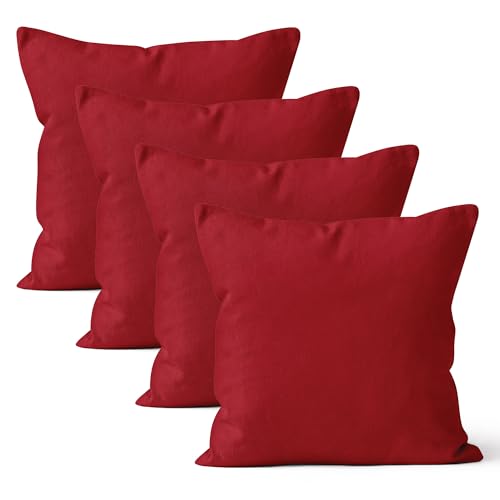 Encasa XO Throw Pillow Covers, Cotton, No Inserts 18"x18" - color: Deep Red, size: 18" x 18" (Pack of 4)