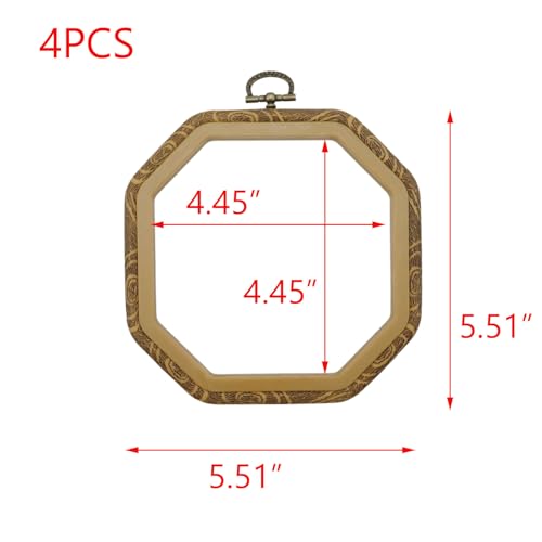 T Tulead Octagon Embroidery Hoops Display Frame 5.5"x5.5" 4PCS - size: Octagon, 5.5"x5.5"