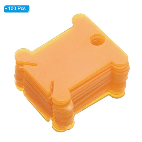 PATIKIL Plastic Floss Bobbins, 100 Pack Thread Cards Cross Cotton for Craft DIY Sewing Storage Case Embroidery, Orange - color: Orange
