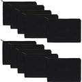 Gejoy 10 Pack Blank Canvas Cosmetic Bags Zipper Pouch DIY,M,Black - color: Black, size: Medium