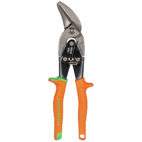Klein Tools 2401R Right-Cutting Offset Snips, Aviation Tin Snips with Forged Blade for Precision Sheet Metal Cutting - style: Right-Cutting
