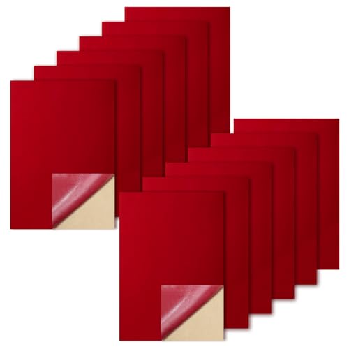 Biaungdo Self Adhesive Felt Sheets, Red, 12 Pcs, 8 x 12 Inch - color: Red