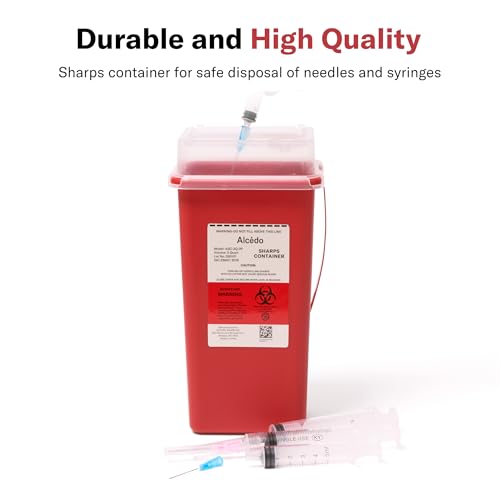 Alcedo Sharps Container 2 Quart (3-Pack) for Home Use & Travel Disposal - size: 2 Quart