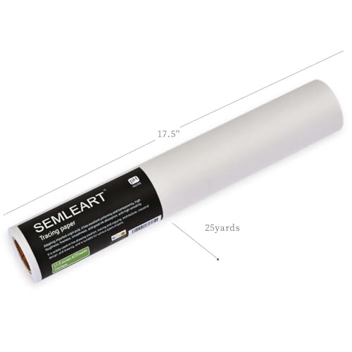 SEMLEART Artit's Tracing Paper roll,32lb/50gsm,17.5 inch x 25 Yard,Translucent Tracing Paper for Pencil, Marker and Ink - Trace Images, Sketching,Drawing - size: 17.5in×25yd
