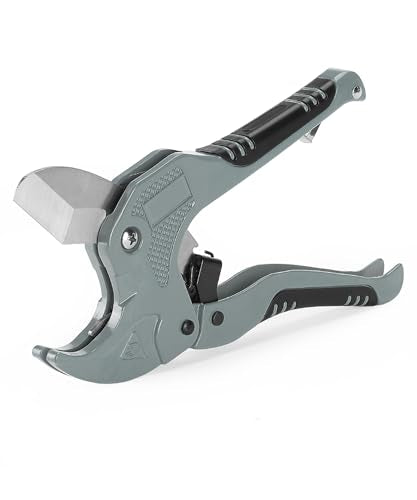 Bates- PVC Pipe Cutter, Cuts up to 1-5/8", Ratchet Pipe Cutter, PEX Cutting Tool for Cutting PEX, PVC, PPR Plastic Hoses and Plumbing Pipes, Silver - color: Silver