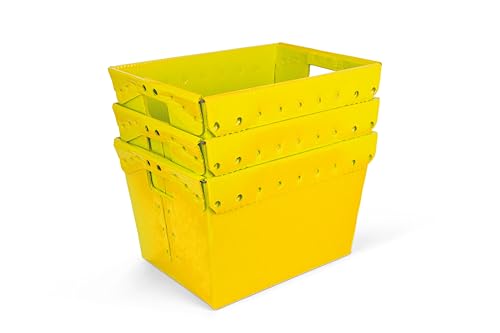 18x13x12" (3 Pack) Space Age Handled Storage Mail Tote, Yellow - color: Yellow