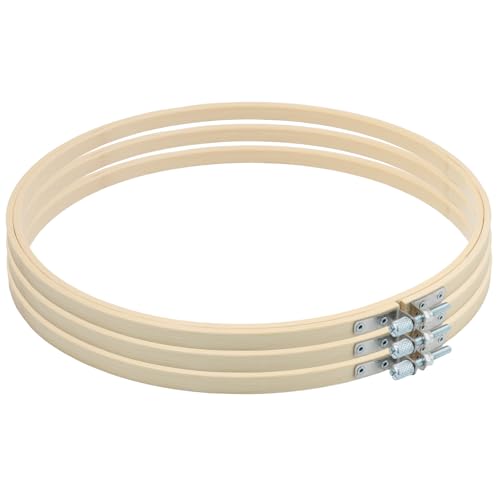 Biaungdo 3 Pcs Bamboo Embroidery Hoops 10 Inch, Wooden Cross Stitch Ring - size: 10 Inch