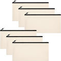 Phicorn Small Canvas Zipper Pouches, 6-Pack, 8 x 4.2 in, Cotton Lined