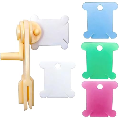230 Pieces Colourful Plastic Floss Bobbins with Floss Winder for Cross-Stitch Bobbins Card Thread Holder, Craft DIY Sewing Storage