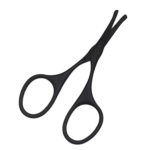 Multicolor Professional Grooming Scissors for Facial Hair Removal - color: Curved Safety Head Black