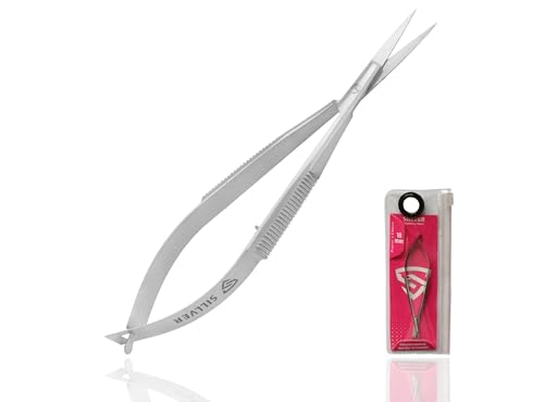 SILLVER Cuticle Nail Scissors Extra Fine Straight Eyebrow Scissors - size: Slim 3.5-0.5mm Blade Width