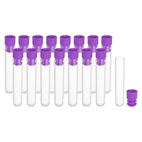 PATIKIL 2.4" Length Plastic Sewing Needle Storage Holder, 16 Pcs Portable Embroidery Needle Clear Pin Toothpick Storage Tubes Case for Craft Knitting, Purple - color: Purple, size: 2.4"