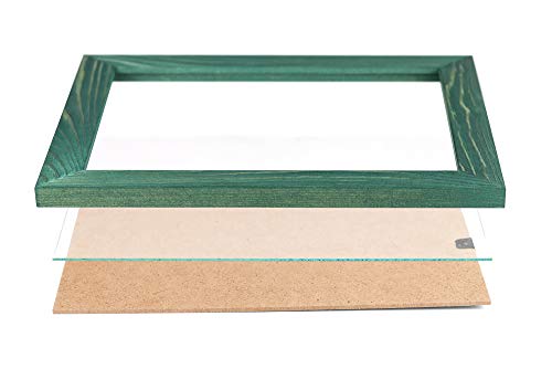 Rustic Wooden Square Picture Frames 8x8 - Set of 2-100% Natural Solid Eco Wood with Real Glass for Wall Mounting and Tabletop Photo Frame - Green - color: Green