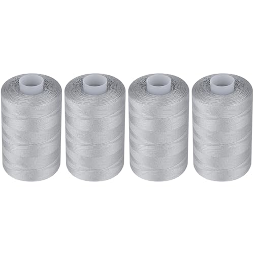 Simthread All Purpose Polyester Thread, 4 Spools 1000 Yards Each for Sewing Machine, Hand Stitching, Quilting, Serger - Beginner Supplies (Gray) - color: Gray