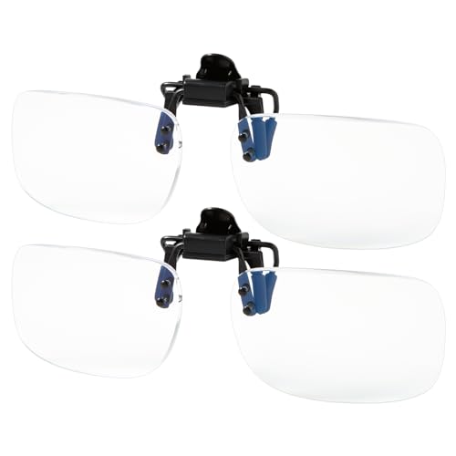 2 Pack Blue Light Blocking Clip-On and Flip-Up Reading Glasses with Magnifying Lenses Readers for Unisex Use