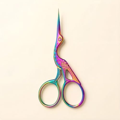 1-Pack Retro Stainless Steel Embroidery Scissors - Small And Sharp Sewing Thread Trimming Scissors Suitable for Crafts, Embroidery, Eyebrows -Titanium - color: Titanium Color