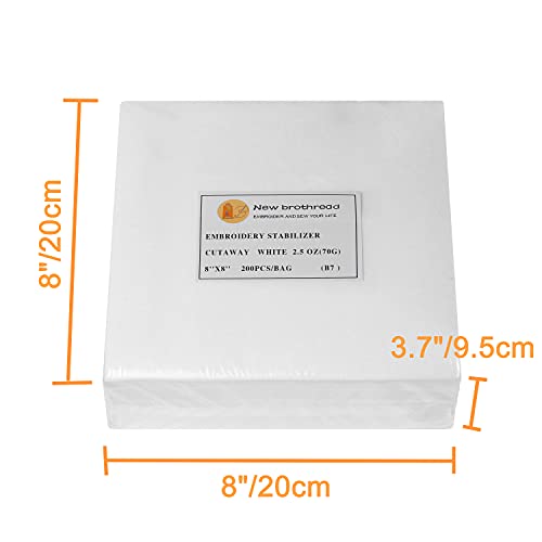 New brothread Cut Away Embroidery Stabilizer 8"x8" - 200 Precut Sheets - size: 8''X8'' 200 sheets