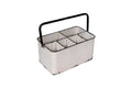 Creative Co-Op Metal Caddy with 6 Compartments, Handle, and Distressed Enamel Finish, White and Black - color: White and Black