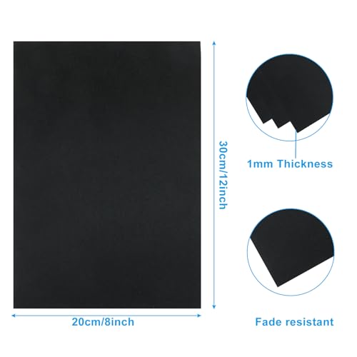 12 Pcs Black Felt Sheets, 8 x 12 Inch, 1mm Thick - color: Black