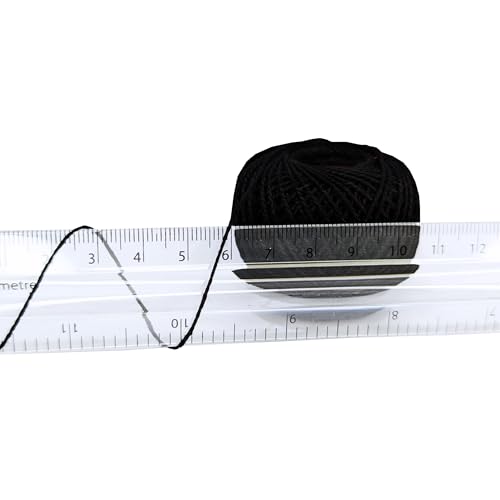 KGS Crochet Thread Cotton Yarn Balls | Size 8 | 10 Balls | 10 Grams Each Ball | Total 100 Grams of Pearl Cotton Thread for Crocheting, Cross Stitch, Needlepoint Hand Embroidery (Black) - color: Black