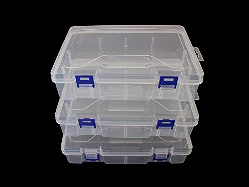 3Pack Large Clear Storage Boxes with Latch for Crafts - size: 3pcs Large Box
