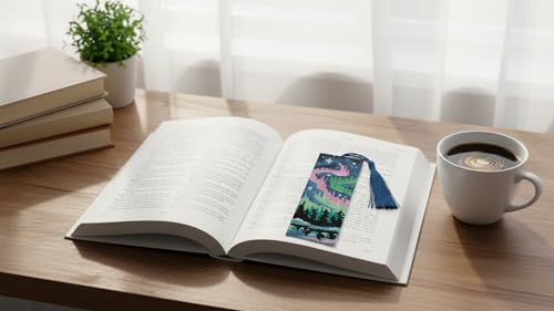 6PCS Cross Stitch Bookmark Kit for Adult Beginners Landscape Cross Stitch Kits with Backing Felt Floss Instruction DIY Stamped Embroidery Bookmark Kit for Starter Adults Book Lovers (2.3x7.8 inch) - color: SQY001