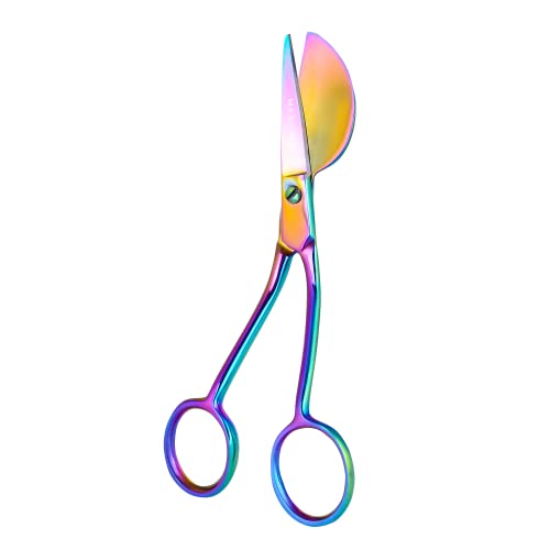 Duckbill Scissors for Applique & Embroidery - Double Curved, 6", Rainbow - color: Rainbow