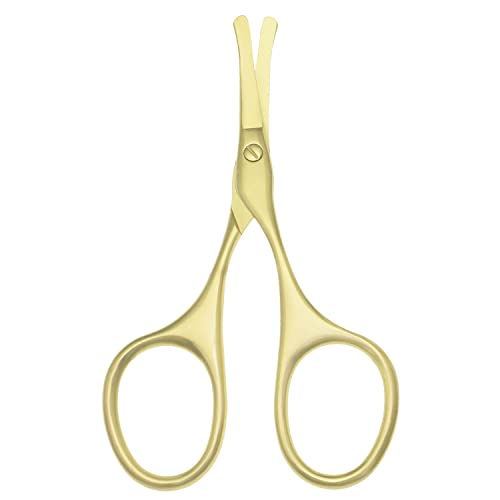 Multicolor Professional Grooming Scissors for Facial Hair Removal - color: Curved Safety Head Gold