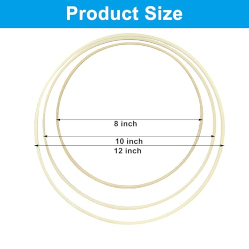 Unlorspy Wooden Bamboo Floral Hoops, 6Pcs, 3 Sizes (8/10/12 inch) - size: 8/10/12 inch,6pcs