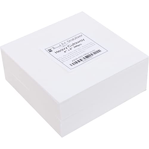 Threadart Cutaway Embroidery Stabilizer - 3.2 oz 8" x 8" 200 Precut Sheets - size: HEAVY CUT-AWAY 8"X8" SHEETS