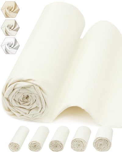 FIVEIZERO 100% Cotton Muslin Fabric by The Yard,59in x 1.9yd Cream Bleached Cotton Muslin Cloths–Medium Weight Beige Calico Fabric for Sewing,Quilting,Embroidery,Crafts & Apparel Projects - color: Cream, size: 1.9 yards pre cut