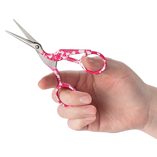 JubileeYarn Pointed Tip Embroidery Craft Stainless Steel Stork Scissors - Red - 1 Unit - color: Stork Red, size: 1 Unit