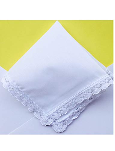 6 Pack of Ladies Embroidery Cotton Handkerchiefs Lace Wedding Hankies - color: A