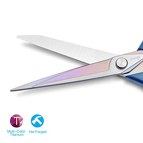 LIVINGO Fabric Scissors 2 Pack Tailor Shears Titanium Coated Heavy Duty - color: Blue & Yellow