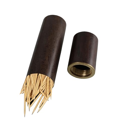 Septe Toothpick Holder, Wooden Portable Sewing Needles Storage Case for Storage Toothpick,Cotton Swab and Other Small Object ,2 ebony + 2 rosewood(4 Pcs)