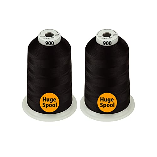 Simthread - 33 Selections - Various Assorted Color Packs of Polyester Embroidery Machine Thread Huge Spool 5500Y for All Purpose Sewing Embroidery Machines - 2White+2Black - color: 2 White + 2 Black