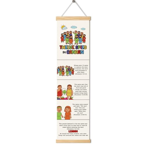 Twelve spies in Canaan Banner, Church Banner, Christian Rustic Hanging Door Flag, Farmhouse Decorations Outdoor Indoor, Church Activity Decor, Bible Lesson, Scripture and Words Decorations - color: Style 40