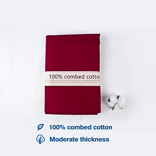 2 Yard Burgundy Cotton Fabric, Natural Cotton Poplin Fabric by The Yard, 59 Inches Wide 100% Cotton Fabric, Soft Embroidery Muslin Quilting Material for Sewing Material Apparel Cloth - color: Burgundy, size: 2 Yards