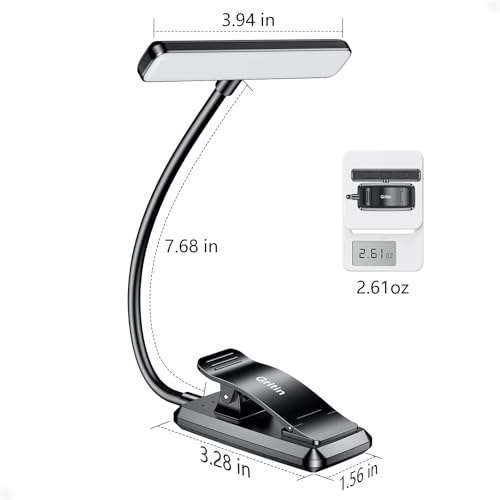 Gritin 19 LED Rechargeable Book Light for Reading in Bed - color: Black