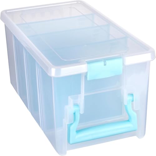 ArtBin Semi Satchel Craft Organizer with 3 Dividers, Aqua Accents - color: Clear, size: Pack of 1