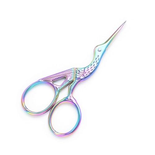3.6" Sewing Embroidery Scissors with Artificial Leather Cover(Rainbow) - color: Rainbow