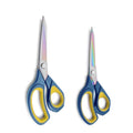 LIVINGO Fabric Scissors 2 Pack Tailor Shears Titanium Coated Heavy Duty - color: Blue & Yellow