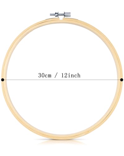 3 Pieces Embroidery Hoops, 12 inch Bamboo Frame Circle Cross Stitch Hoop Ring Embroidery Hoops Set for Embroidery and Cross Stitch - size: 12IN, 3 PCS
