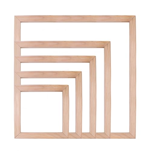 10 Sets Stretcher Bars for Needlework, 5 Sizes Wooden Canvas Stretcher Bars with 1 Box of Thumbtacks, Needlepoint Embroidery Stitch Frame Set for DIY Crafts Art Supplies