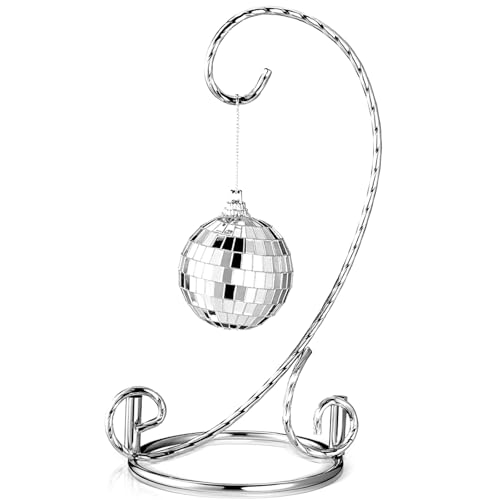 MorningRo 1 Pcs Ornament Display Stand 7.5" Height Ornament Stand Holder Ornaments Hanger Terrarium Bracket Air Plant Holder Hanging Hook for Christmas Home Party Wedding Decoration(Silver) - color: Silver